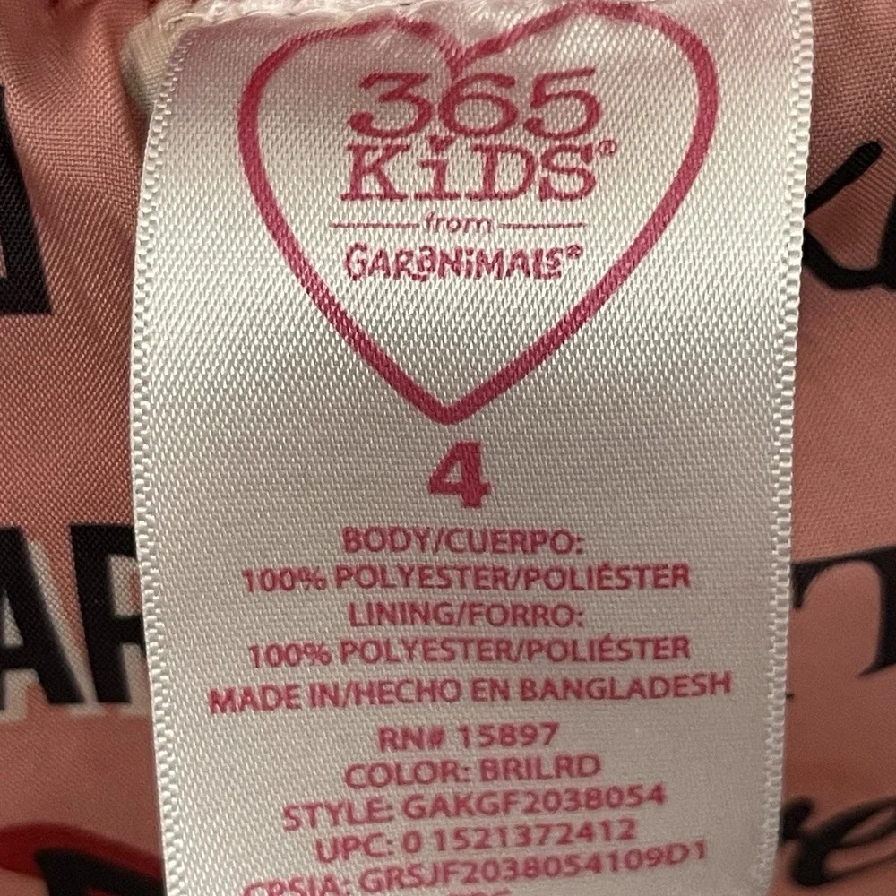 365 Kids From Garnimals Red Teddy Bomber Jacket Zip Up Sparkle Size 4